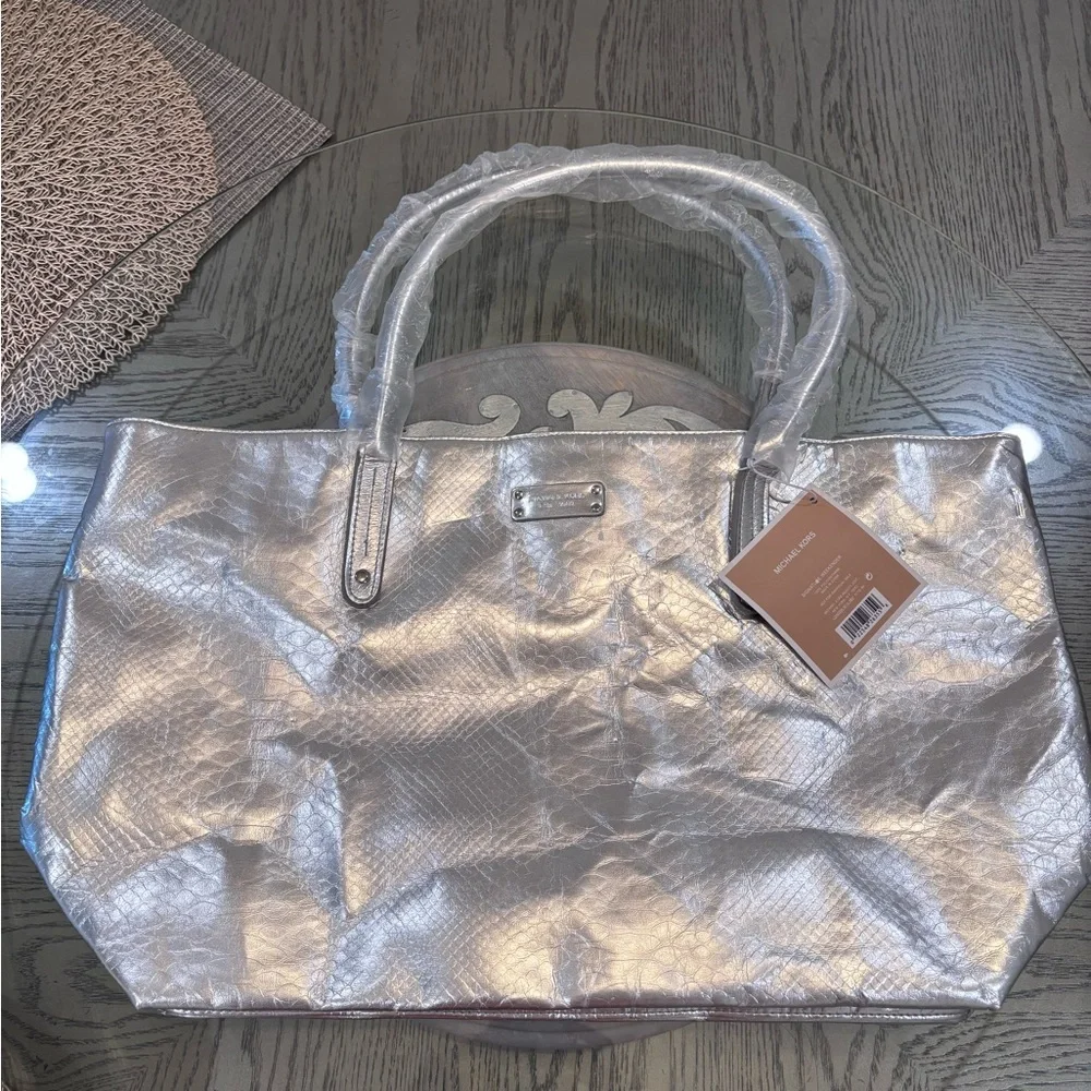 Michael Kors Metallic Silver Tote - Picture 6 of 6
